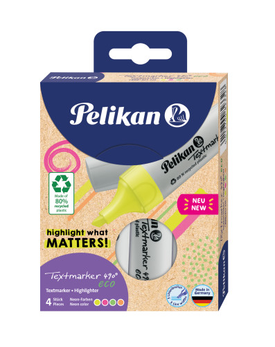 Textmarker 490 eco Set aus 4 Neon-Farben im Etui
