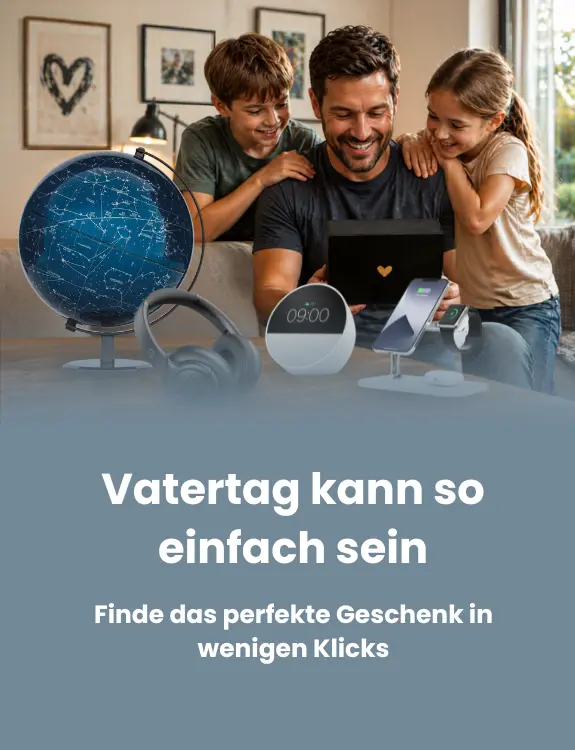 Banner-vatertag mit Produkten (Globus, kopfhörer, ladestation)