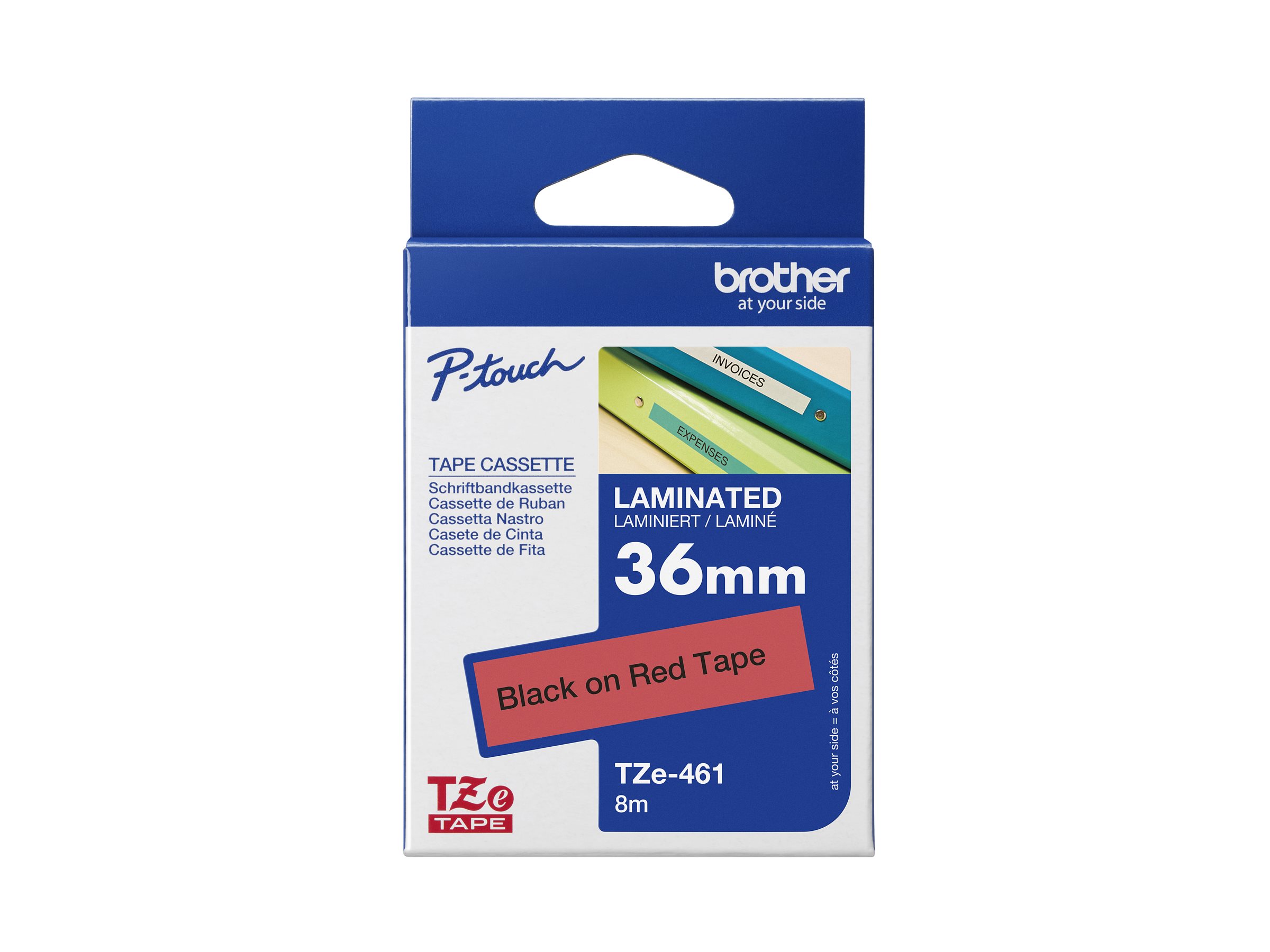 Schriftbandkassette Brother 36mm rot/schwarz TZe-461