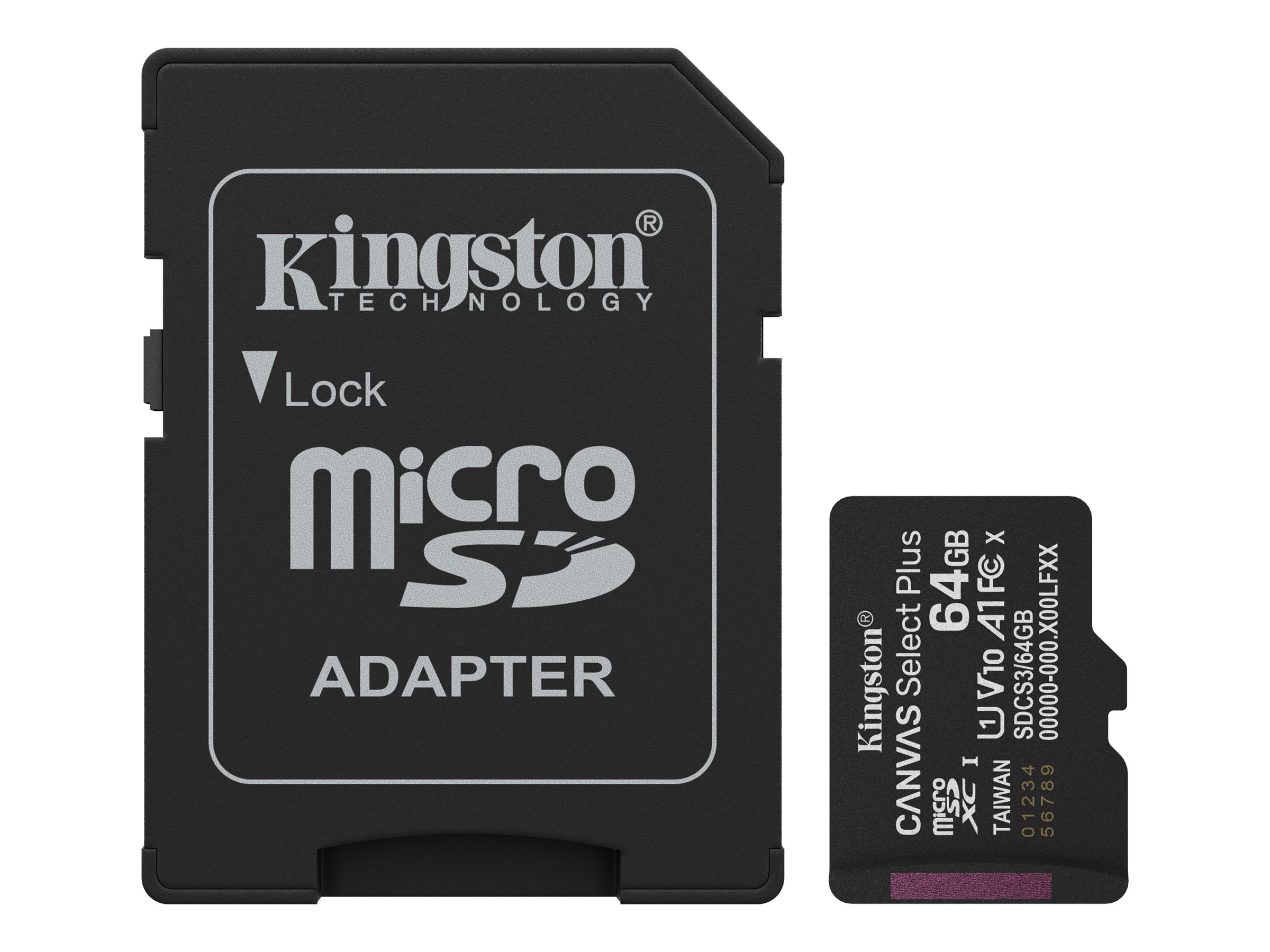 SD MicroSD Card  64GB Kingston SDXC Canvas+ Gen3 m.Adapter retail