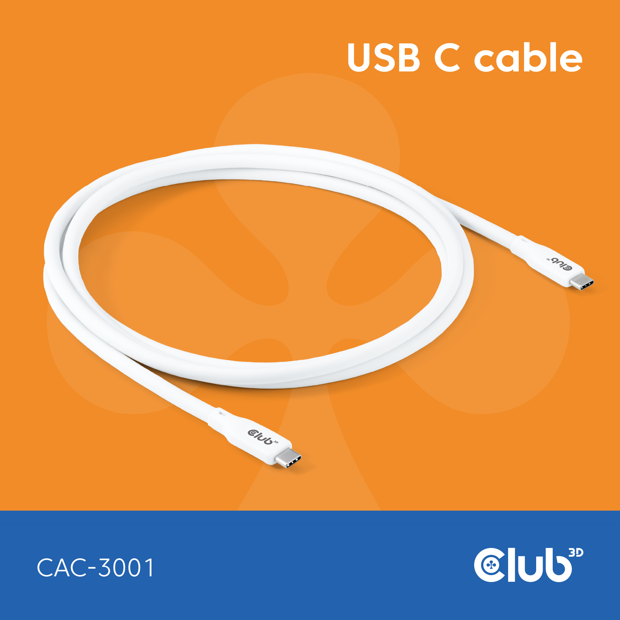 Club3D Lifestyle USB-C Kabel  PD 240W,20Gbps  2m weiß  St/St retail