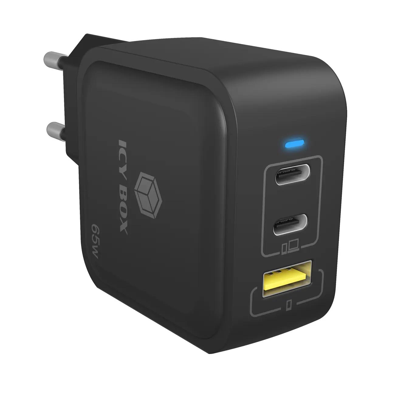 Ladegerät 3-Port IcyBox 65W GaN mit PD 3.0