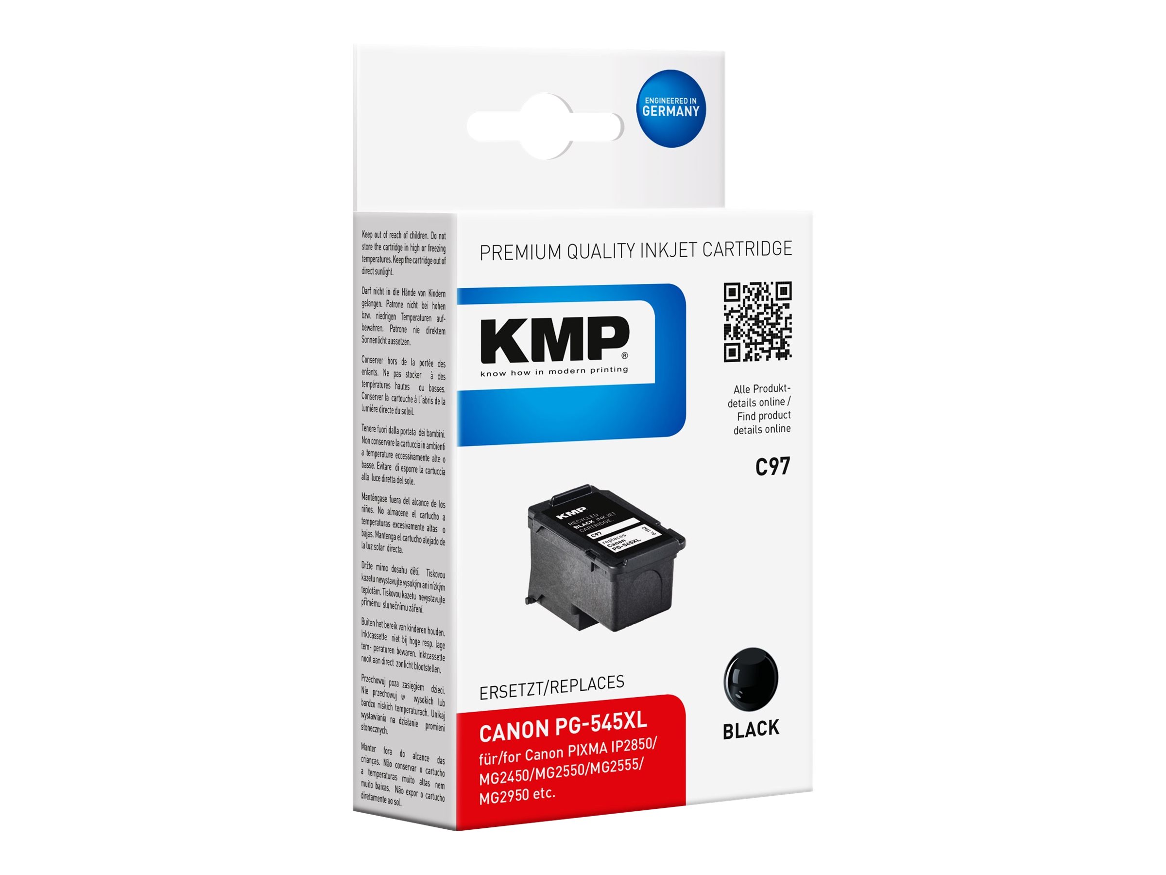C97 - 15 ml - Hohe Ergiebigkeit - Schwarz - kompatibel - Tintenpatrone (Alternative zu: Canon PG-545XL, Canon 8286B001)