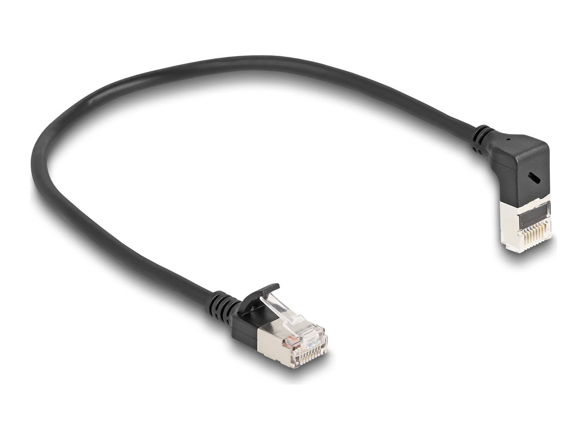 RJ45 Netzwerkkabel Cat.6A S/FTP Slim 90° 0,25m schwar
