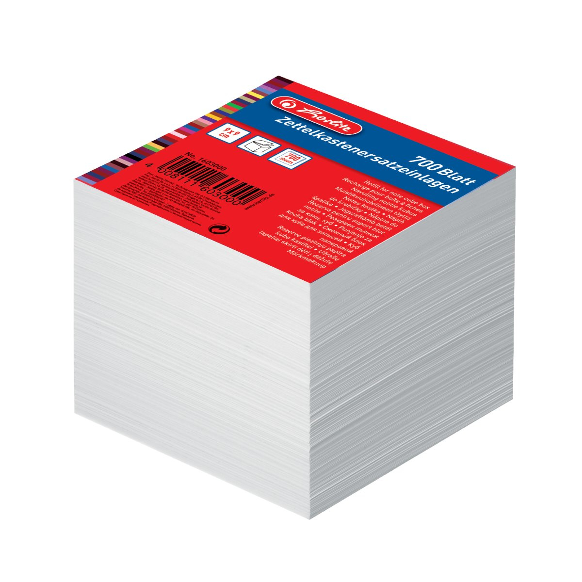 Zettelkastenersatzeinlage – 9 × 9 cm – 700 Blatt – Weiß