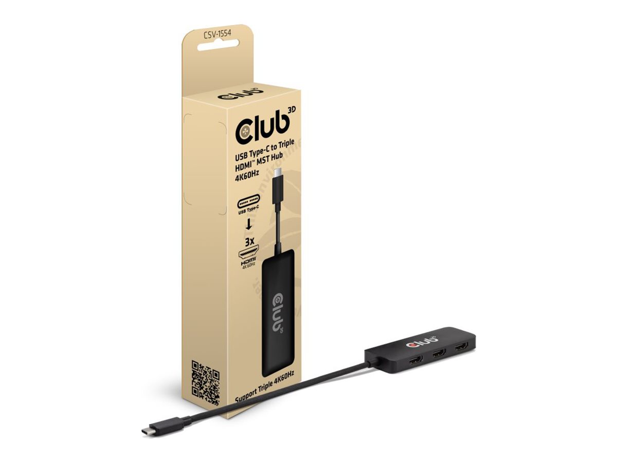 Club3D MST-Hub USB 3.2 Typ C > 3x HDMI     4K60Hz      St/Bu retail