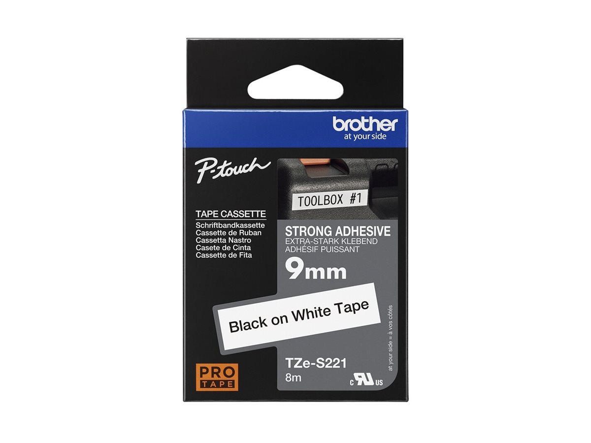 Schriftbandkassette Brother 9mm weiß/schwarz TZES221