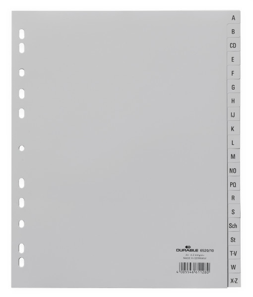 A–Z Register – A4 – 20-teilig – überbreit – grau