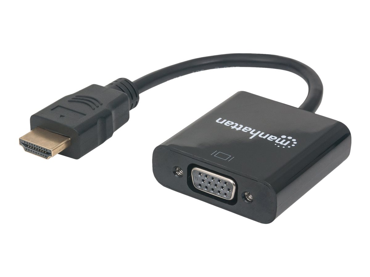 HDMI auf VGA-Konverter, HDMI-Stecker auf VGA-Buchse, optionaler USB Micro-B-Stromport, schwarz, Polybag-Verpackung - Videoanschluß - HDMI (M)