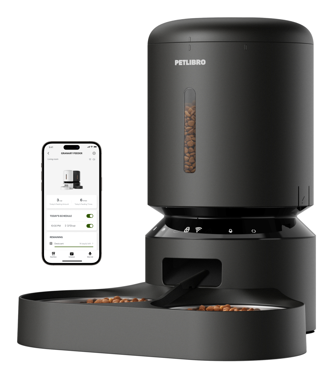 Granary WiFi Futterautomat 5 L mit 2 Näpfen Schwarz
