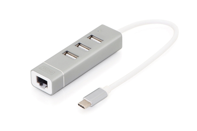 USB2.0/C-Hub 3-Port Fast Ethern. Aluminium