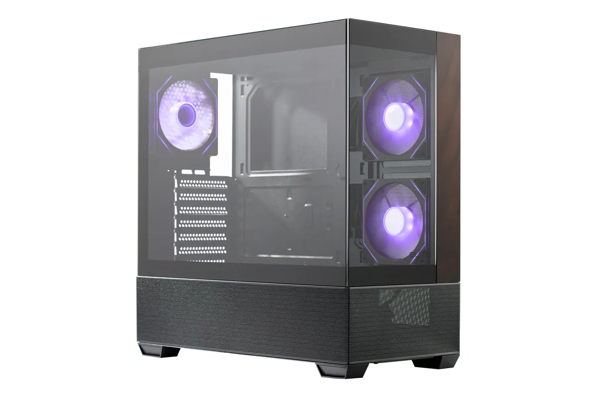 Elite 690 Wood Black | ATX Panorama-Gehäuse | 3× 120 mm ARGB PWM | Holz & Tempered Glass | USB-C 20 Gbit/s