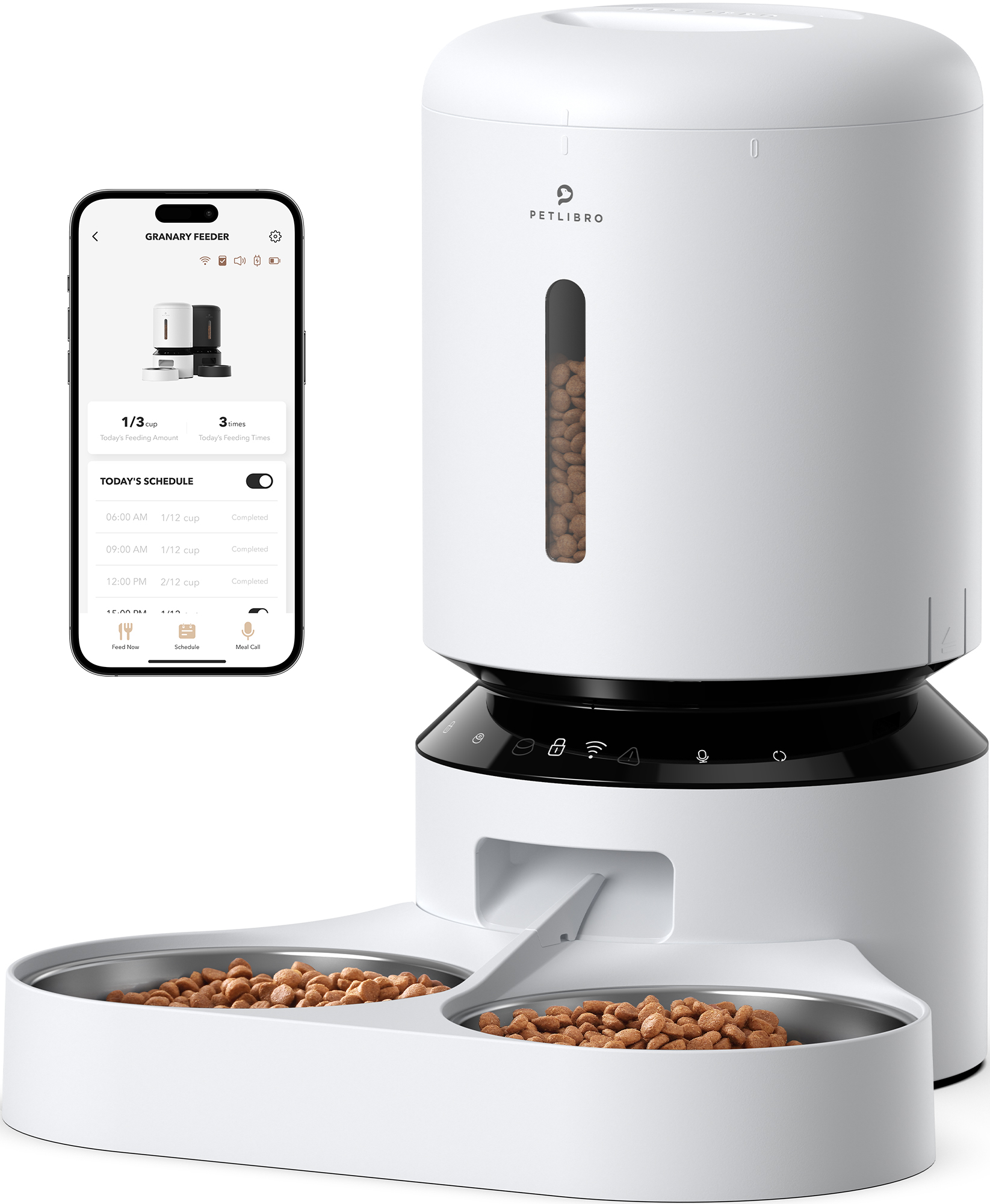 Granary WiFi Futterautomat 5 L mit 2 Näpfen Weiß