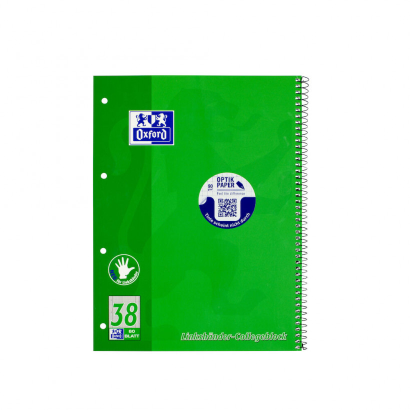 Collegeblock A4+ Linkshänder Lineatur 38