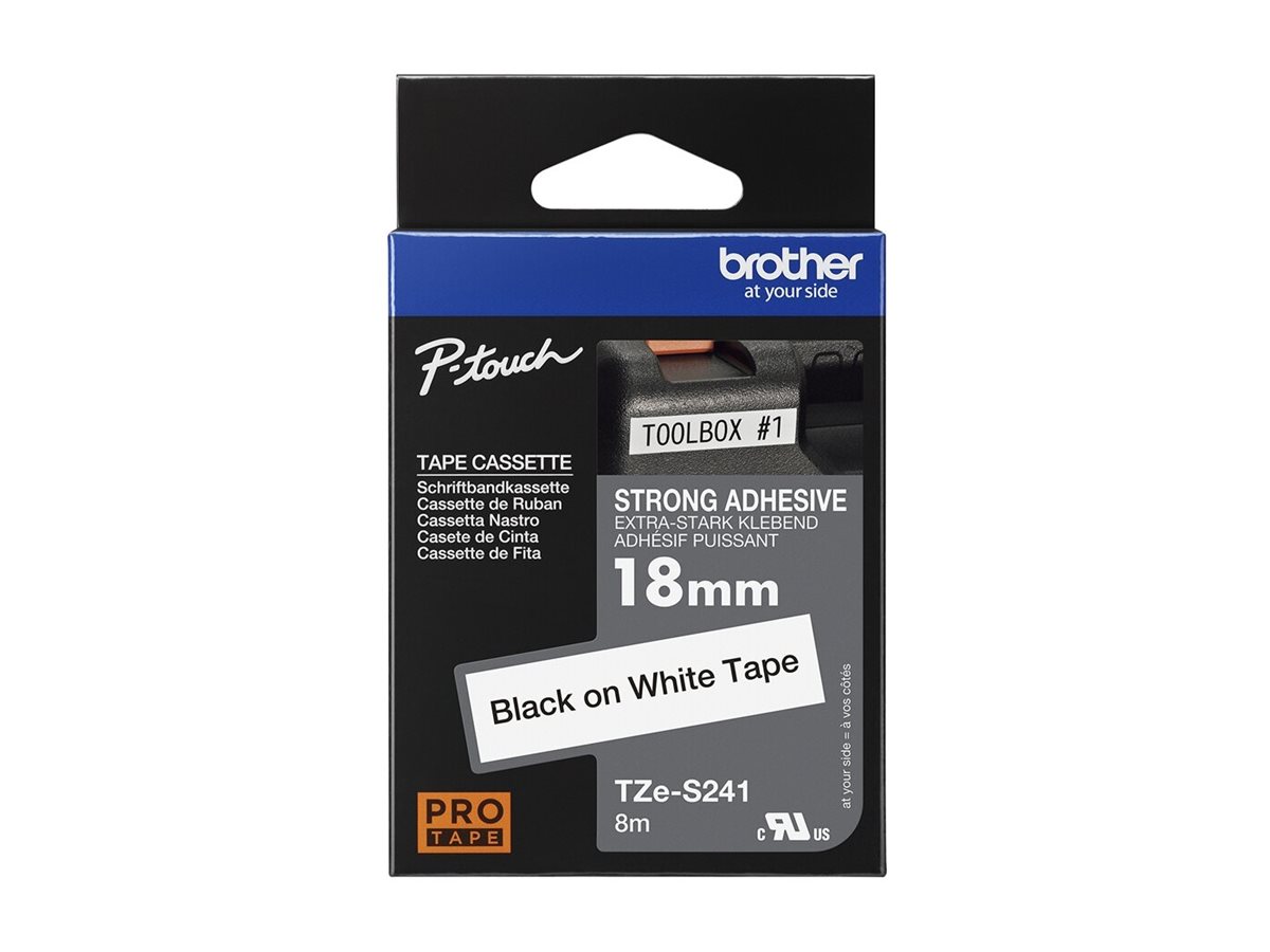 Schriftbandkassette Brother 18mm weiß/schwarz TZES241