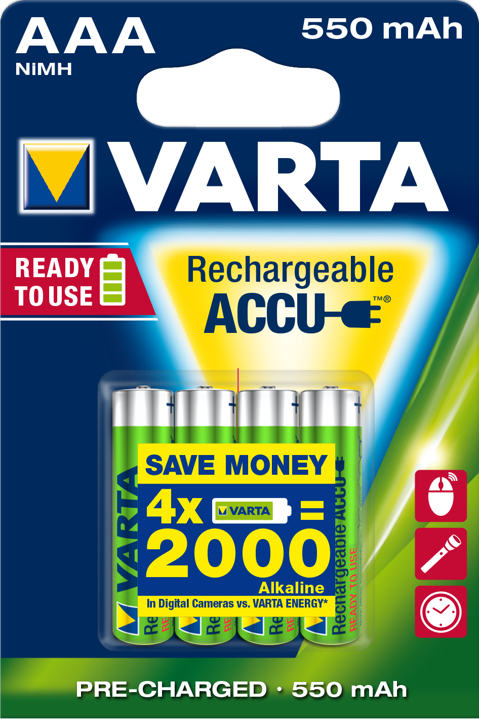 Batterie 4 x AAA - NiMH - (wiederaufladbar)