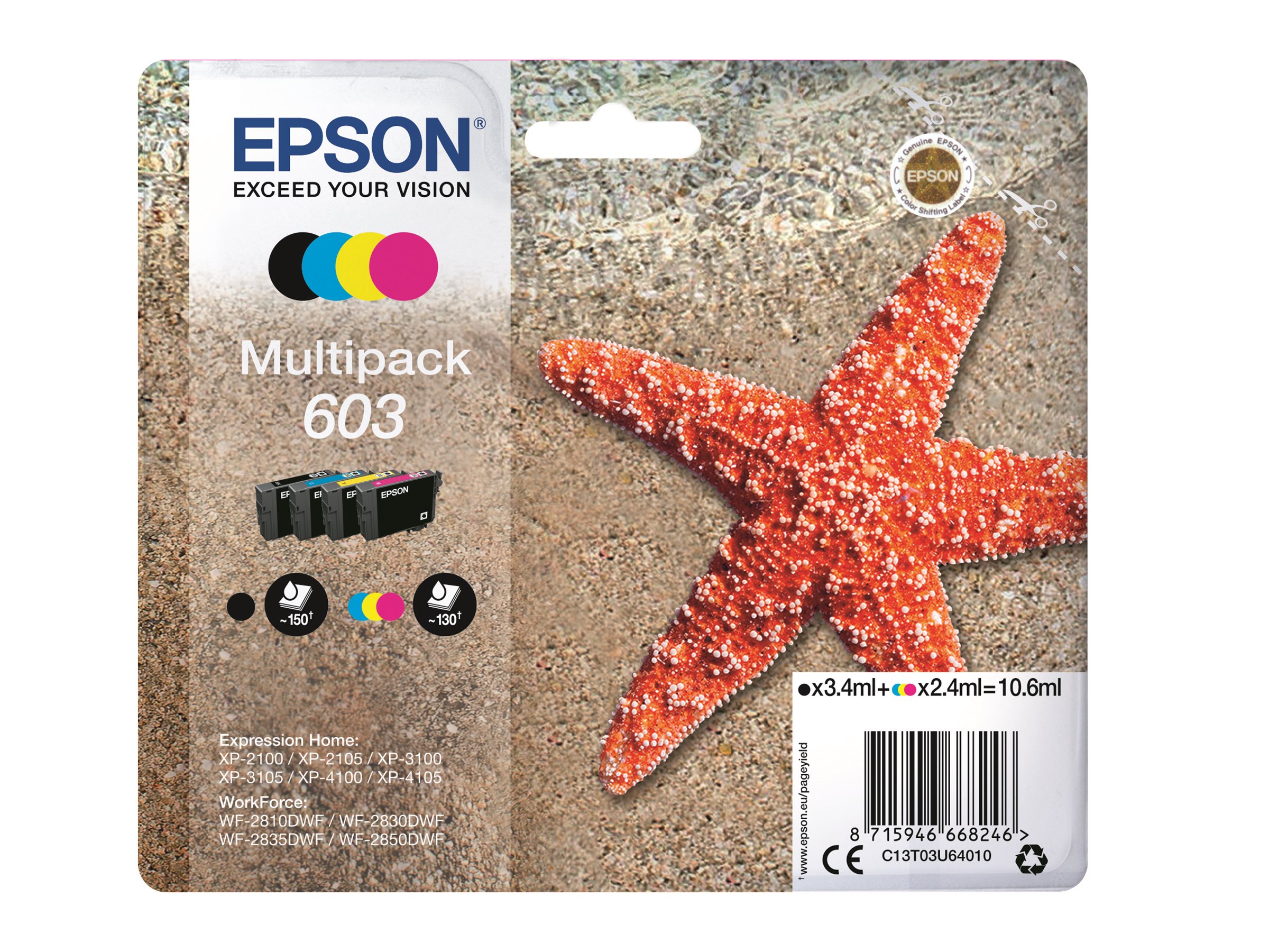 Patrone Epson 603 4er-Pack black + color T03U6
