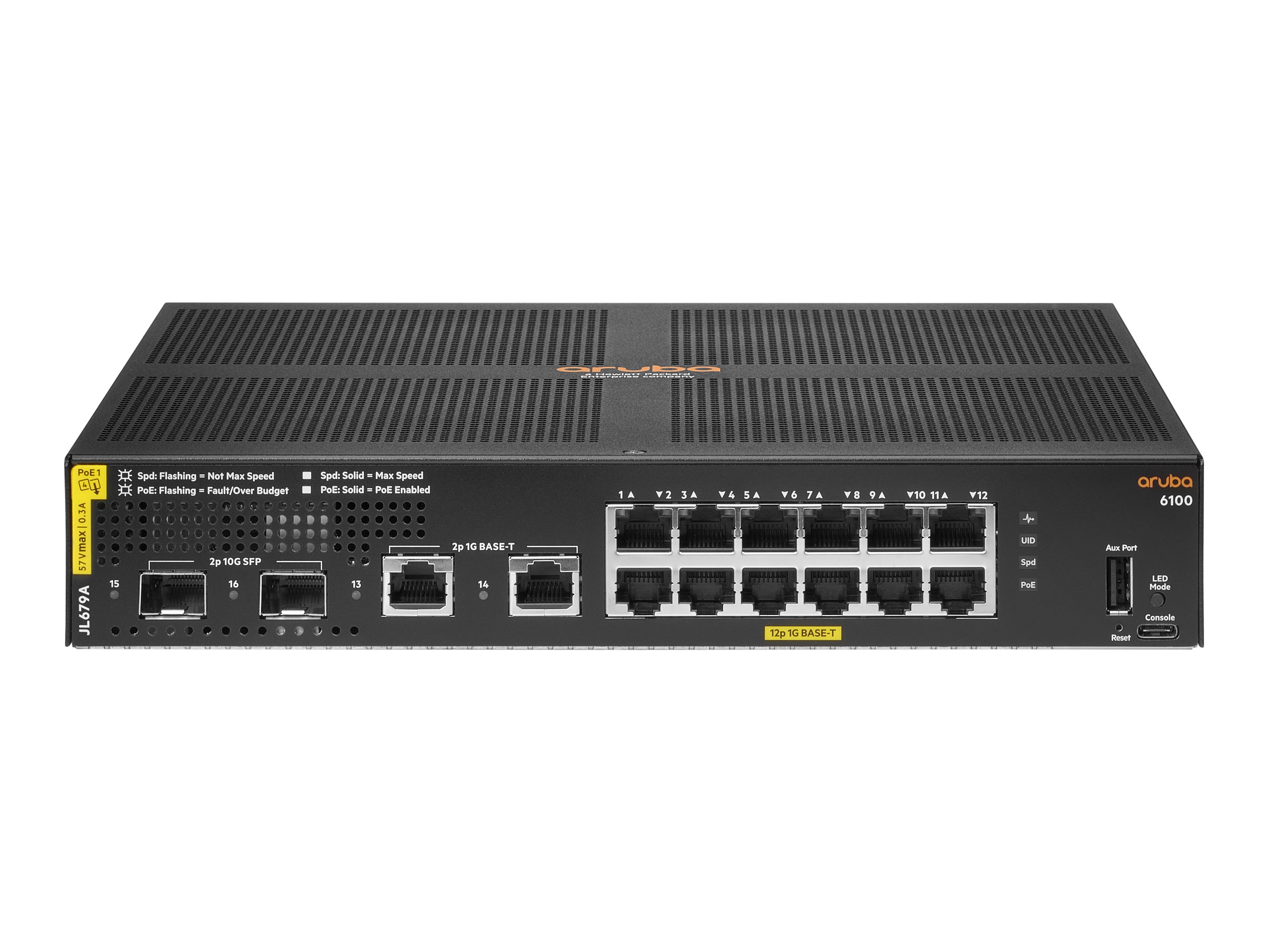 HPE Aruba 6100 12G Class4 PoE 2G/2SFP+ 139W Switch - Switch - L3 - managed - 12 x 10/100/1000 (PoE+)