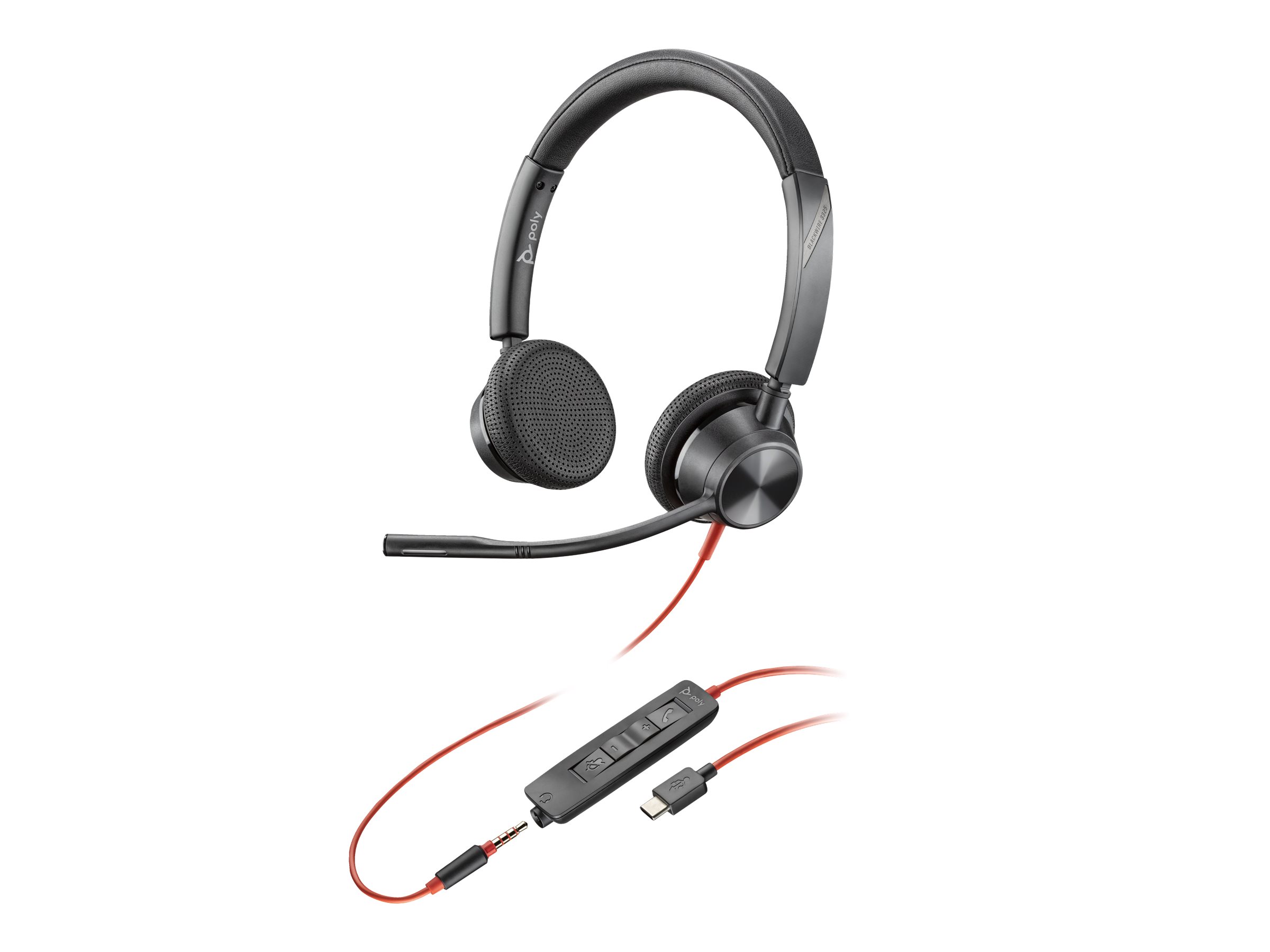 Poly Blackwire 3325 Stereo USB-C + 3.5mm + USB C/A-Adapter