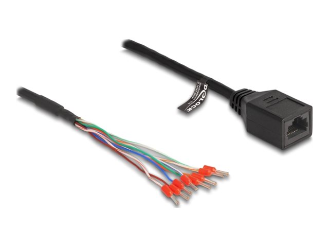 Kabel RJ45 Buchse zu Aderendhülsen Cat.5e 50cm schw.