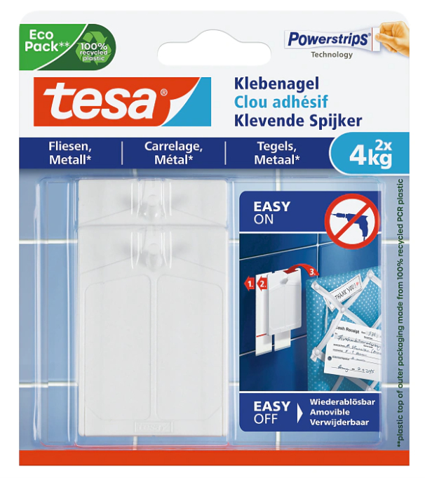 77766-00000 - Innenraum - Universalhaken - Weiß - Klebestreifen - 4 kg - Putz