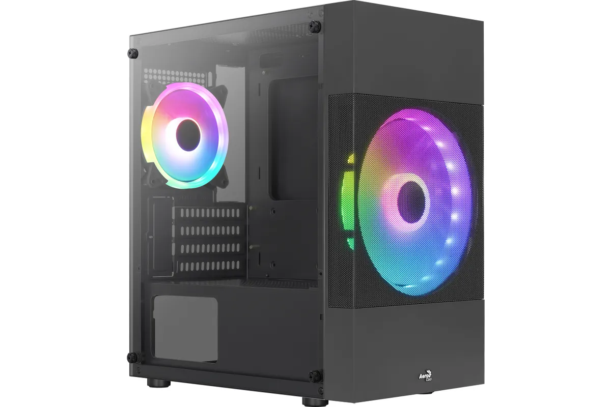 Atomic Lite V1 | Micro-ATX Mini Tower | Schwarz | 180mm + 120mm FRGB | Tempered Glass