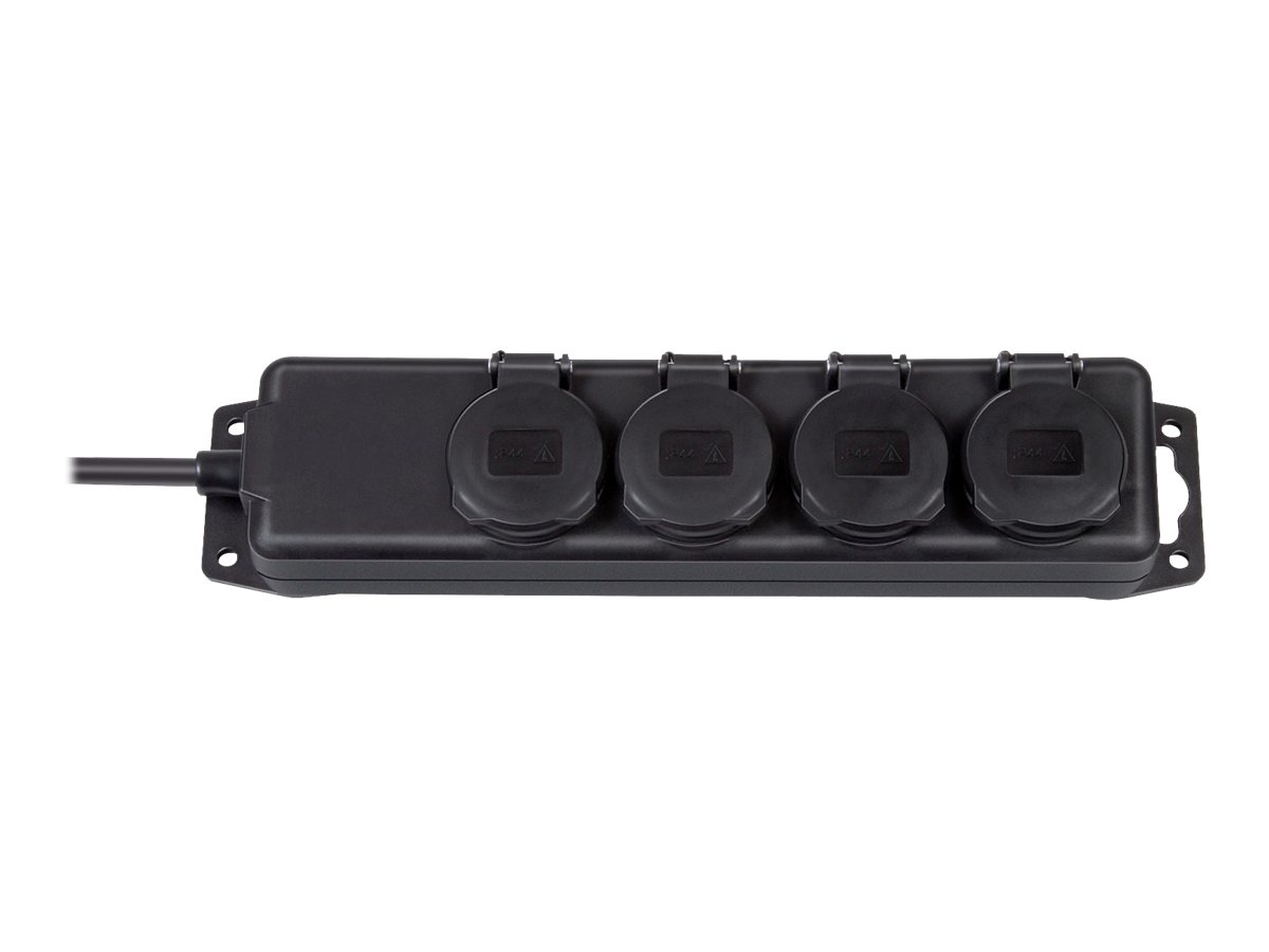 Steckdoseleiste mit Deckeln | IP44 4x 2m sw