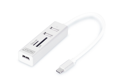 USB2.0/C-Hub 3-Port m. Kartenleser Aluminium OTG