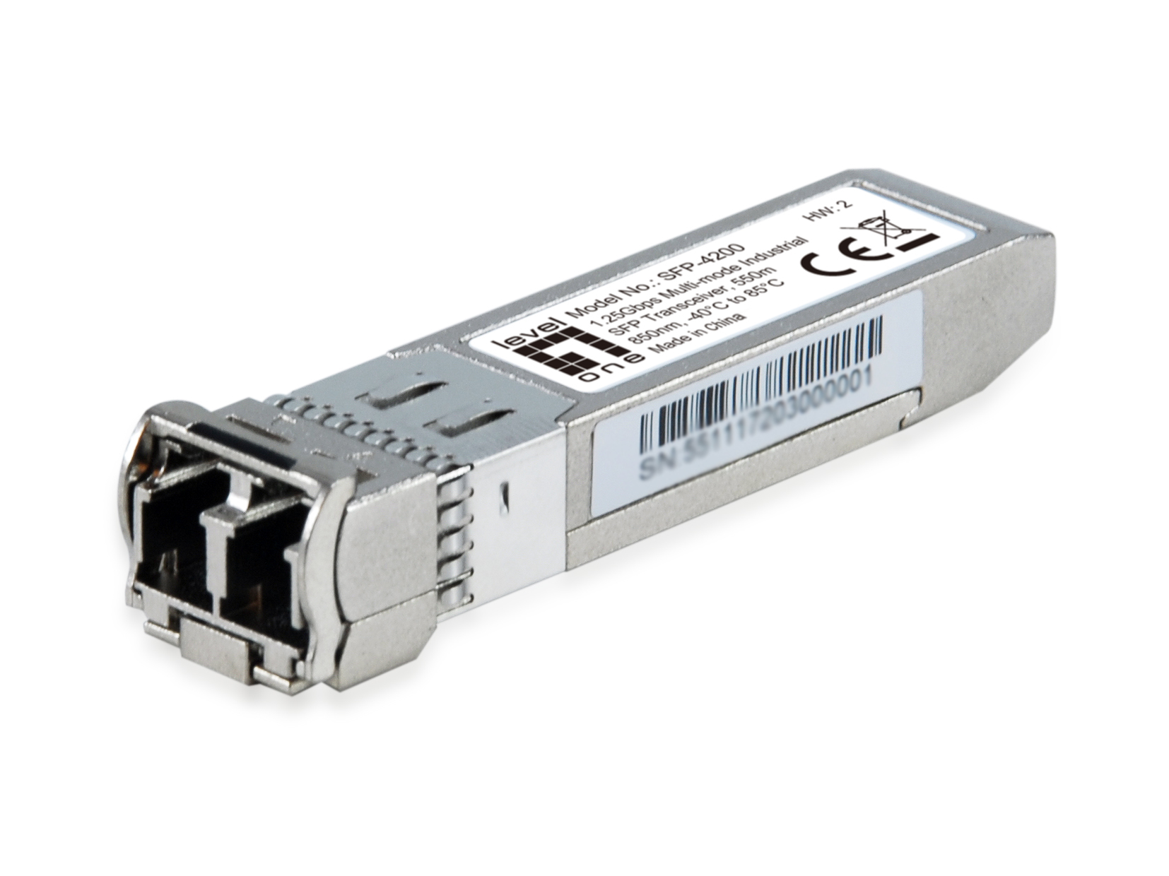 SFP Transceiver 1.25Gbps MM  Duplex LC  850nm  550m