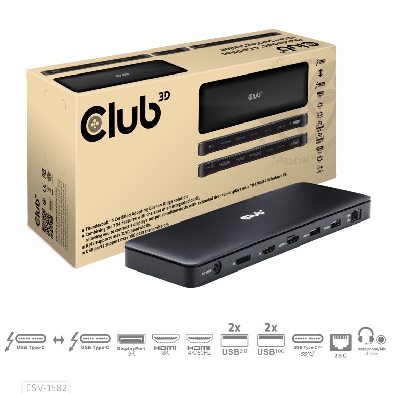 Club3D Thunderbolt4 12-in-1 Dockingstation 3 Displays  St/Bu retail