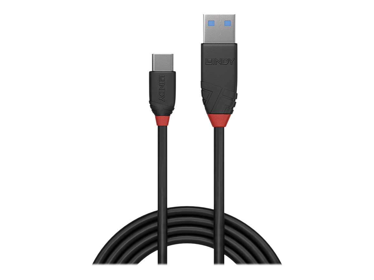 1m USB 3.2 Typ A an C Kabel, 10GBit/s, Black Line