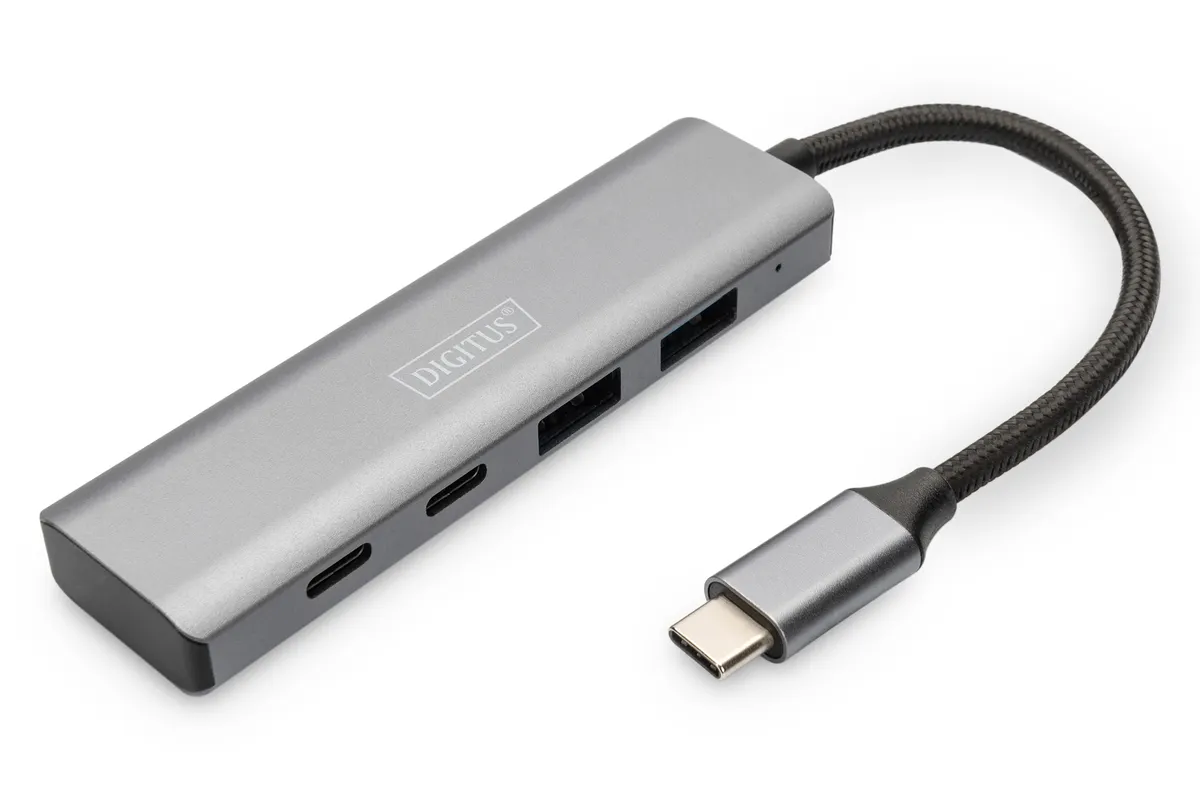 DA-70245 | USB-C 4-Port Hub | 2x USB-A + 2x USB-C | 10 Gbit/s | Aluminium | Dunkelgrau