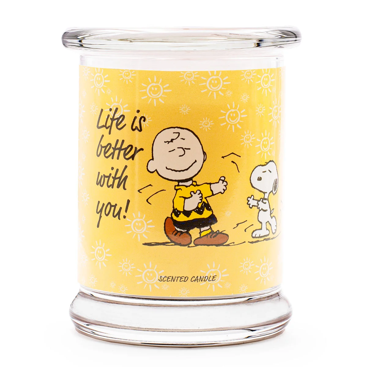 Duftkerze Life is Better with You | 250 g | Fruchtduft | Glas mit Deckel | Gelb