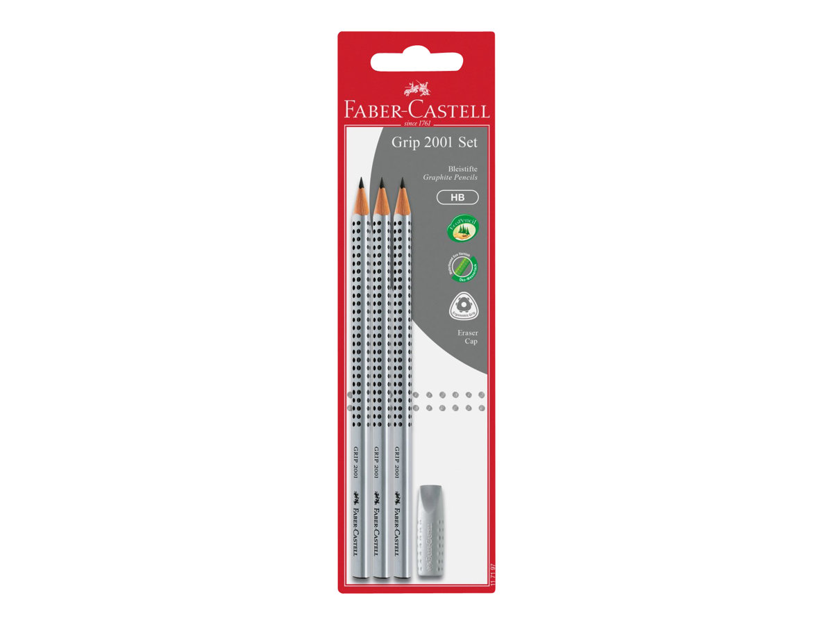 Bleistift Grip 2001 HB 3x +Radierer BK