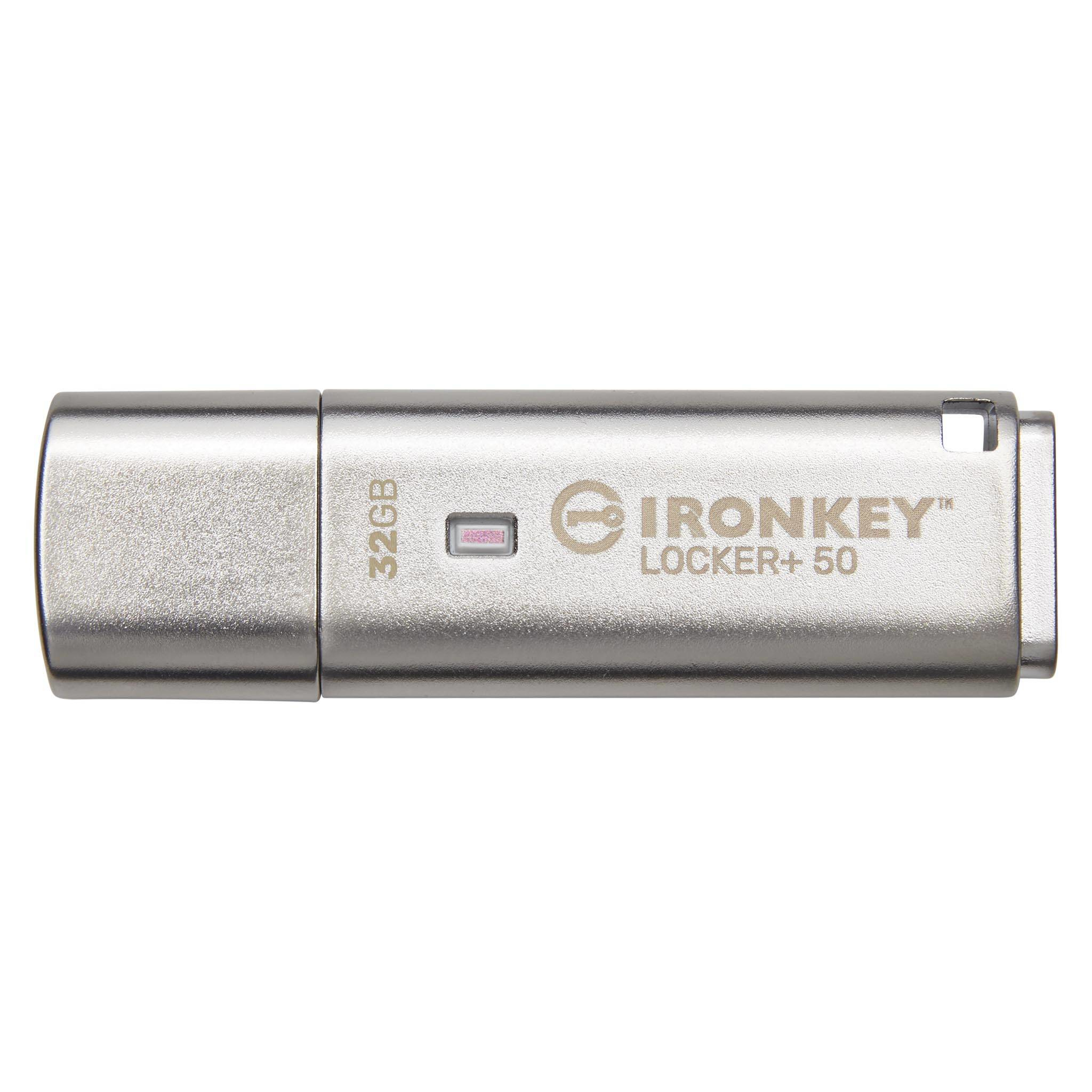 32GB USB 3.2 IronKey Locker+ 50 AES USB w/256bit Encryption - 32 GB
