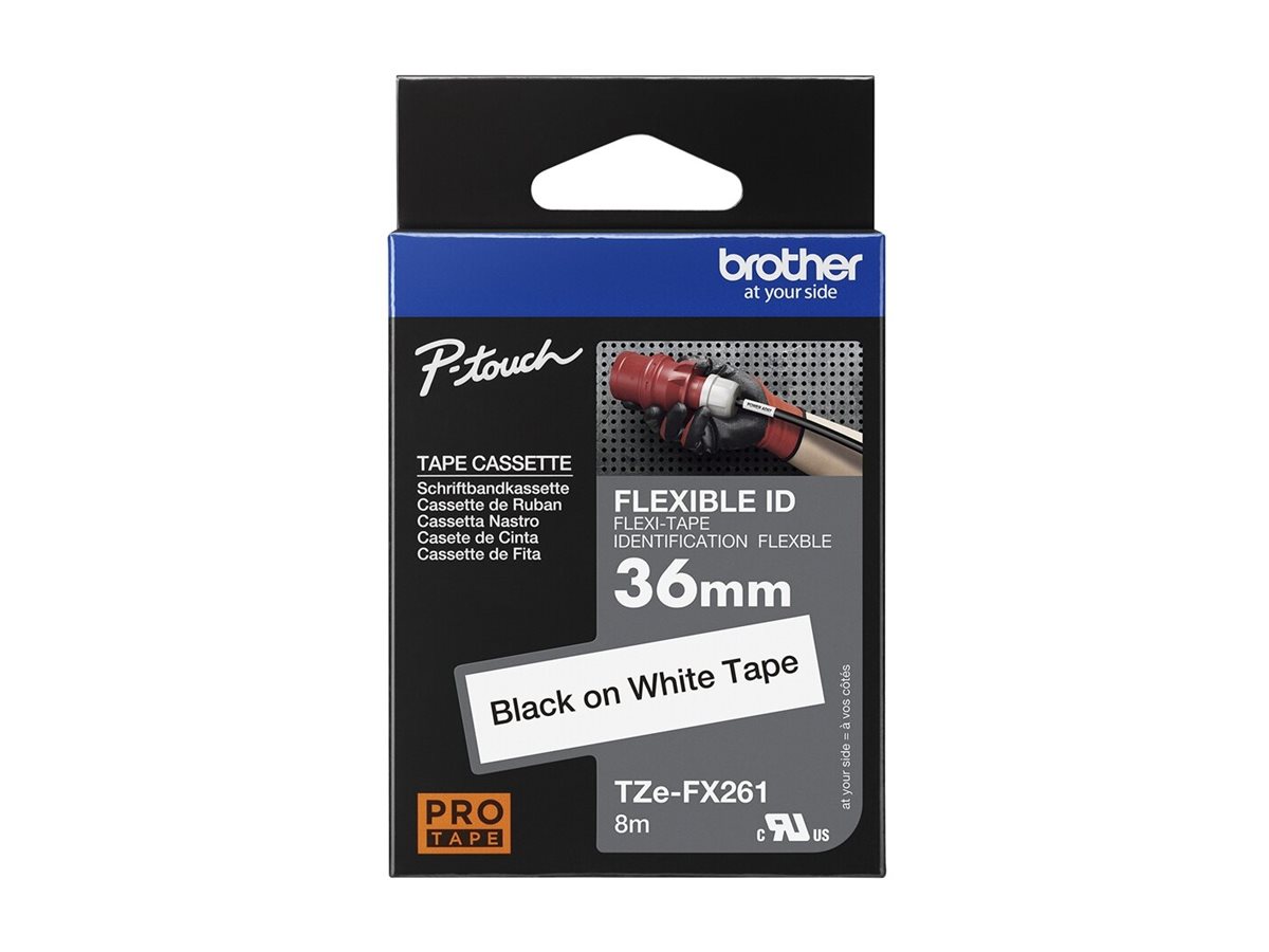 Schriftbandkassette Brother 36mm weiß/schwarz TZEFX261