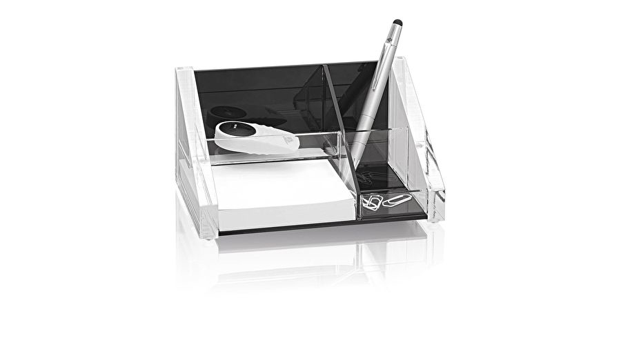 Butler Acryl Exklusiv – mit Zettelbox – Schwarz / Glasklar