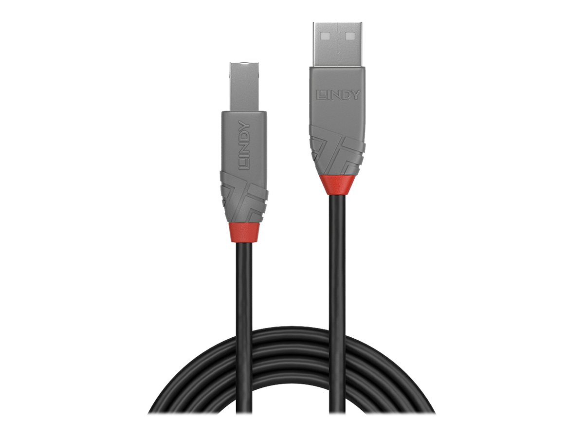 1m USB 2.0 Typ A an B Kabel, Anthra Line