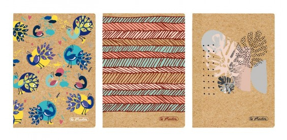 Notizbuch A6 kariert 80 Blatt Kraftpapier-Cover – Motiv sortiert
