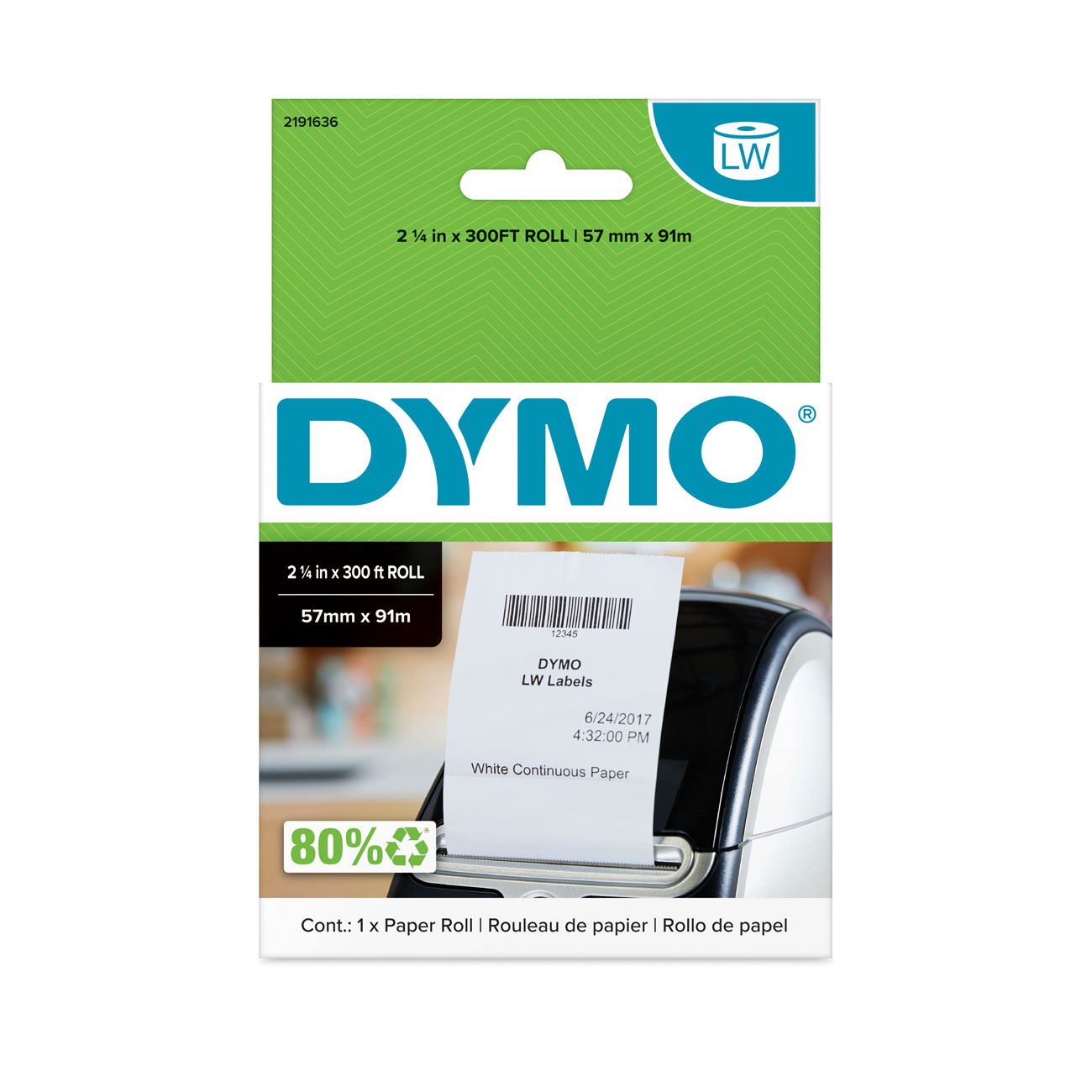 DYMO LW-Bonrollen        weiß      57x 91mm