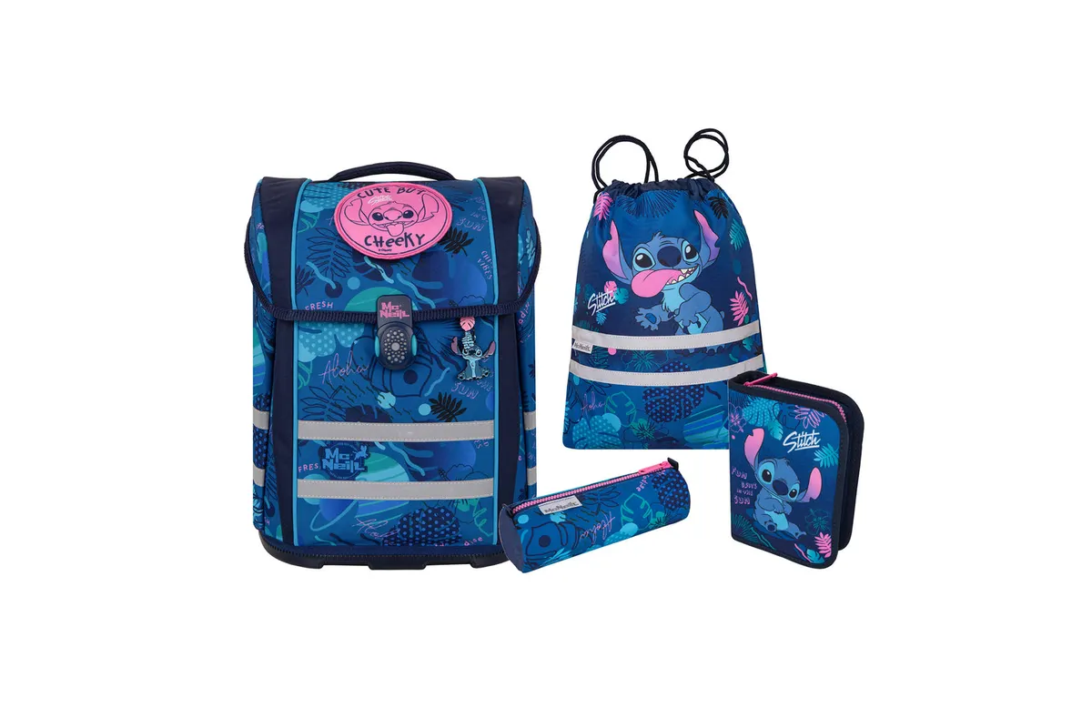 PERFECTO Disney Stitch | Schulranzen-Set 5-tlg. | 22 l | ClickFlex Rückensystem | 1.250 g