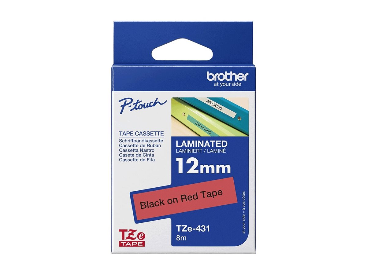 Schriftbandkassette Brother 12mm rot/schwarz TZE431
