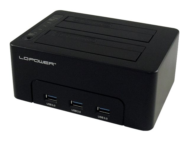 LC-DOCK-U3-HUB - HDD-Dockingstation mit Netzanzeige, 3-Port-USB-Hub, Ein/Aus-Schalter, Klon-Funktion Schächte: 2 - 2,5" / 3,5" gemeinsam genutzt (6,4 cm/8,9 cm gemeinsam genutzt)
