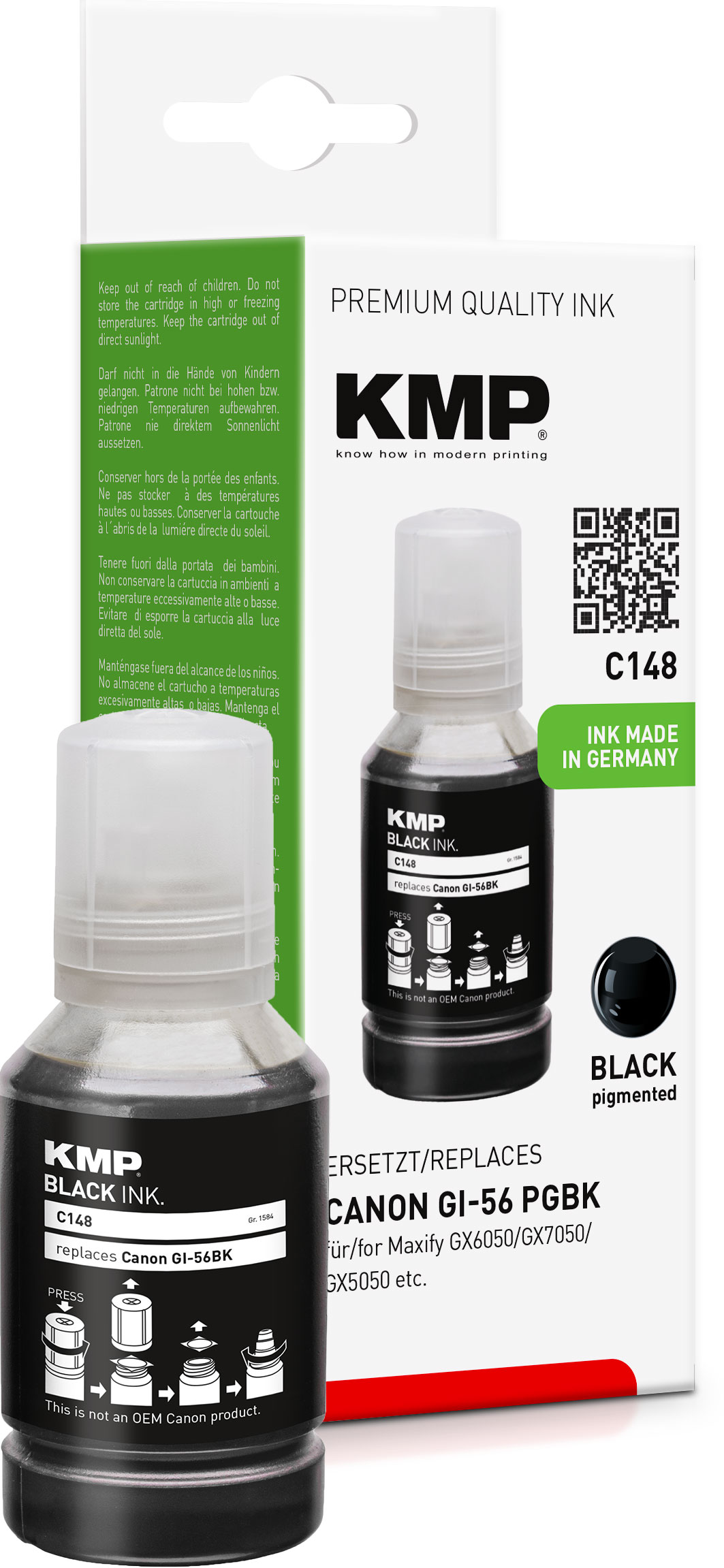 KMP Patrone Canon Maxify GI56PGBK black 6000 Seiten C148 kompatibel