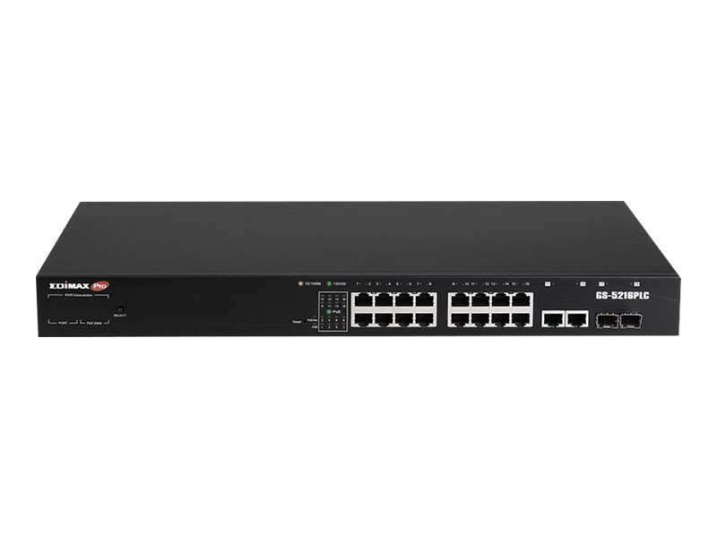 GS-5216PLC - Switch - Smart - 16 x 10/100/1000 + 2 x Combo Gigabit SFP/RJ-45 (Uplink)