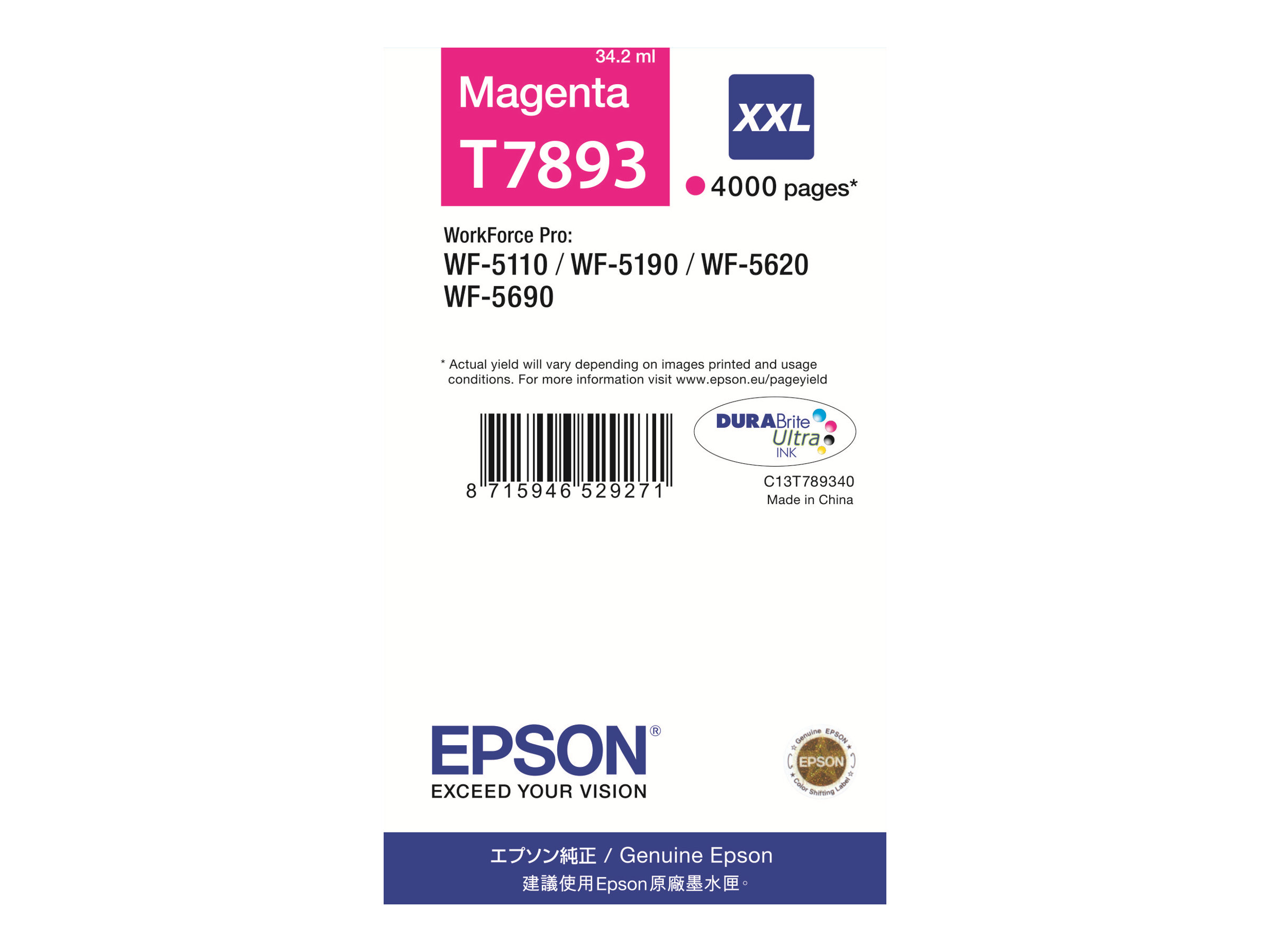 Patrone Epson T7893 magenta XXL T7893