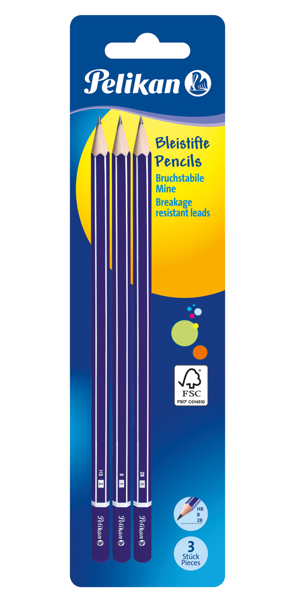 Bleistifte in 2B/B/HB 3er Blister