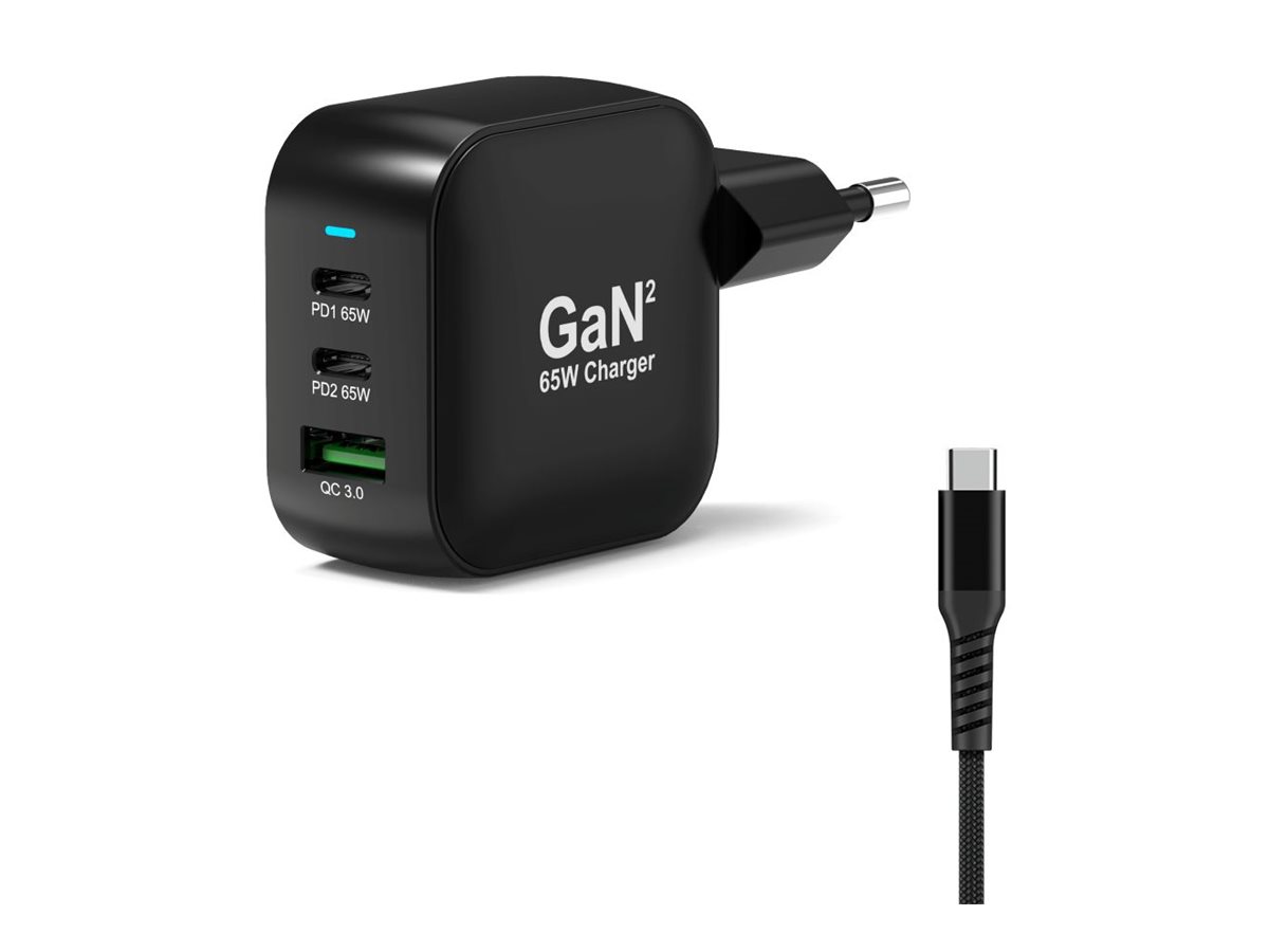 USB-C Ladegerät GaN 65W USB-C/A Schnellladegerät PD