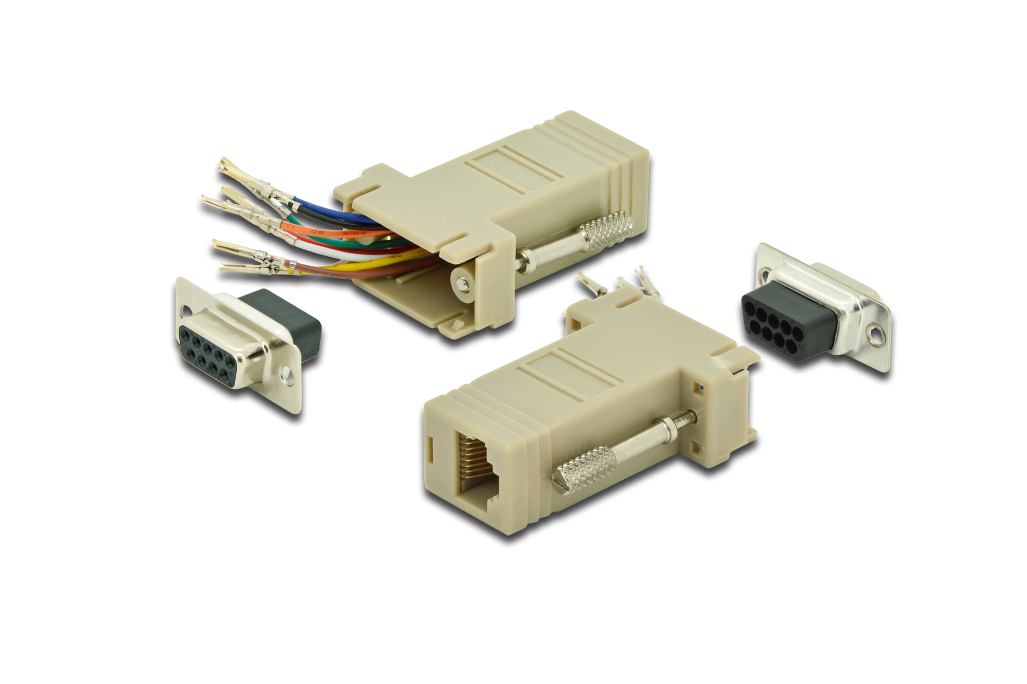 RS 232 Adapter, DB9, RJ45, Modular DB9 F, RJ45 F
