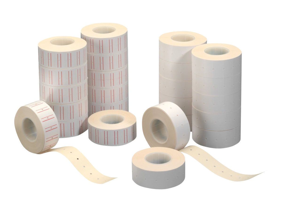 Preisauszeichnungsetikett 1-zeilig weiß, weiß mit rt.Balk.12er Packung